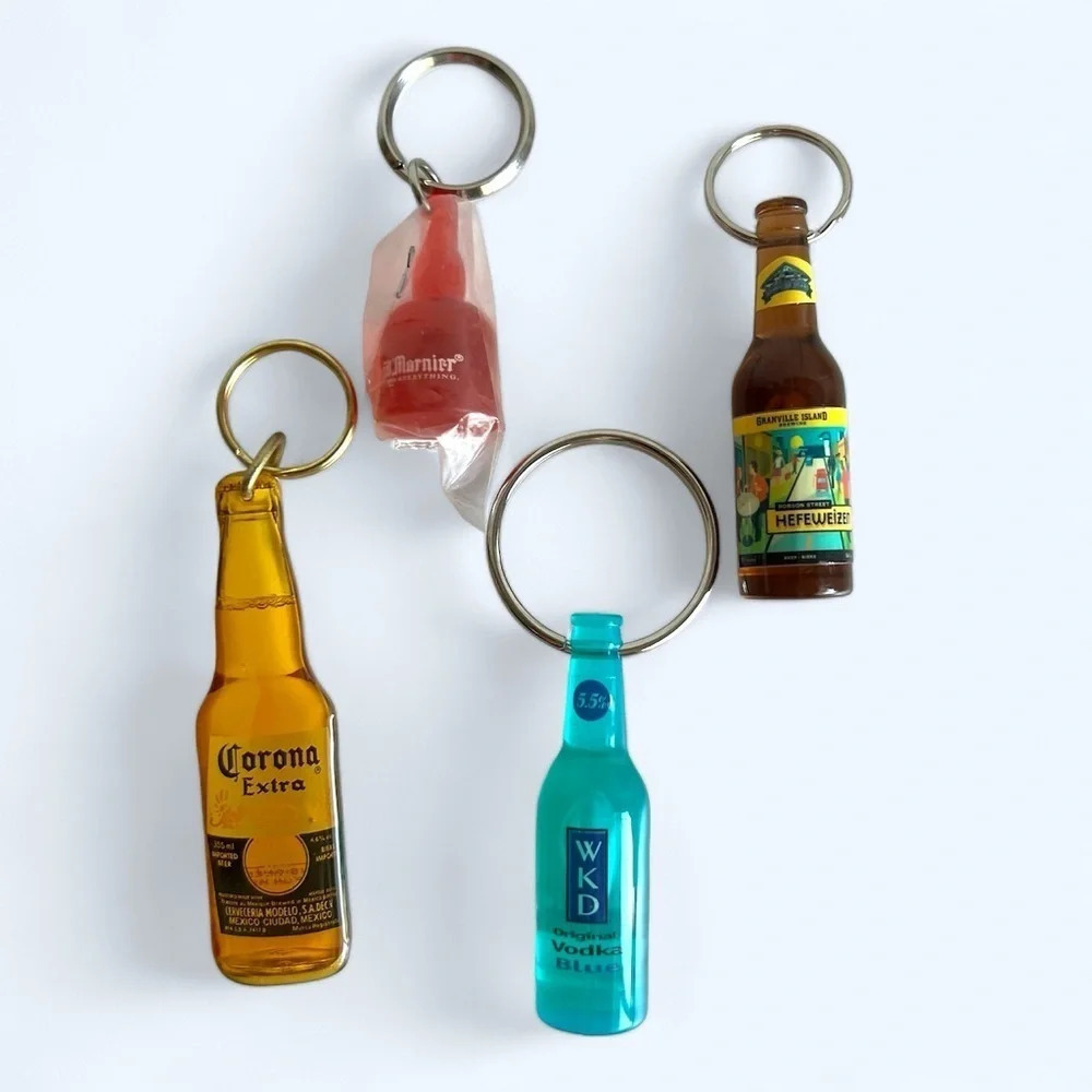 Set of 4 - vintage liquor  bottle keychains